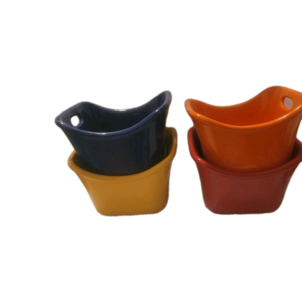 Rachael Ray Set Of 4 Multicolor 10 Oz Stoneware Casserole‎ Dishes/Ramekins